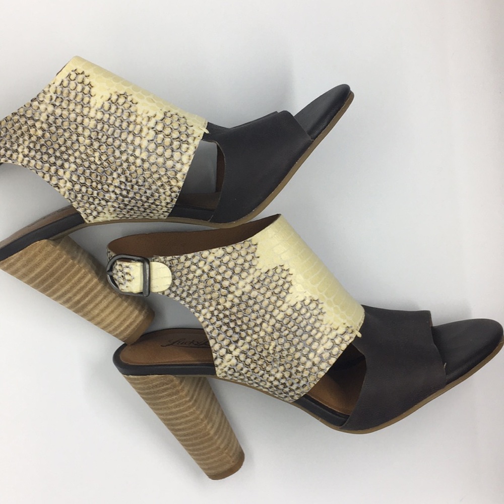 NWOT! LuckyBrand Leather Snakeskin Heels - Picture 2 of 8